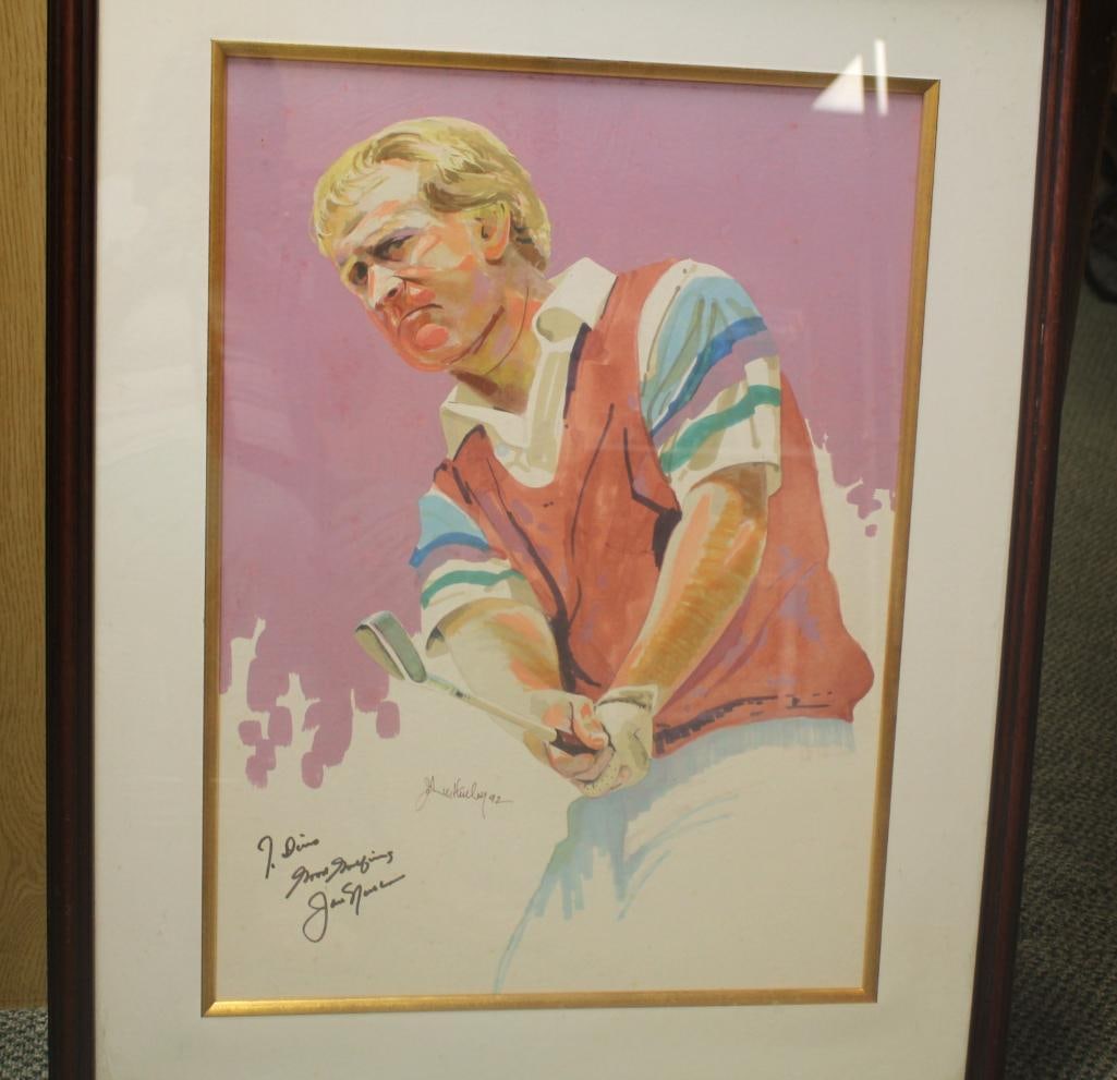 Painting of Jack Nicklaus  John W. Huckley 1992 hand signed by Jack Nicklaus (1 of 2)