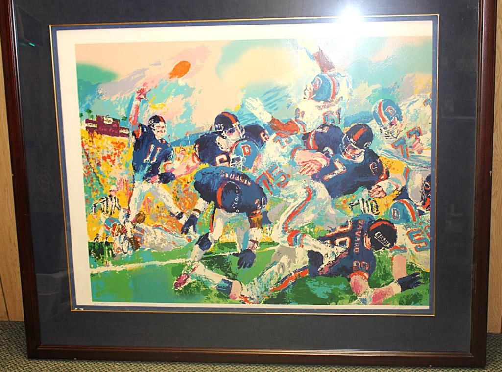 RARE Leroy Neiman hand signed Numbered Original HC 22/375 Giants Broncos Football Screenprint (1 of 9)