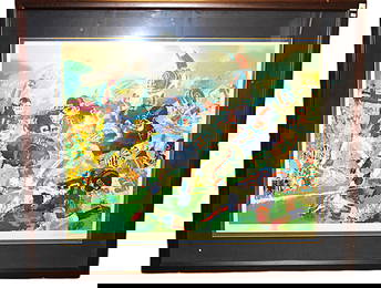 RARE Leroy Neiman hand signed Numbered Original HC 22/375 Giants Broncos Football Screenprint