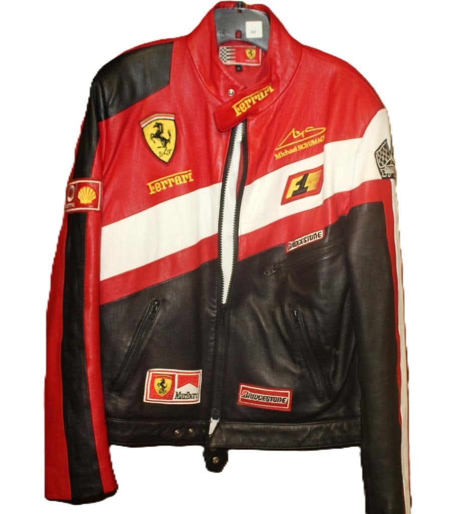 Original Ferrari Leather Jacket for driving or motorcycle; European size 54 NEW US LARGE. (1 of 4)