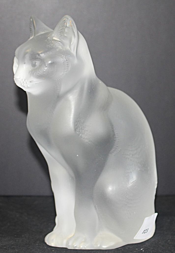Frosted glass Lalique Signed cat sculpture (1 of 4)