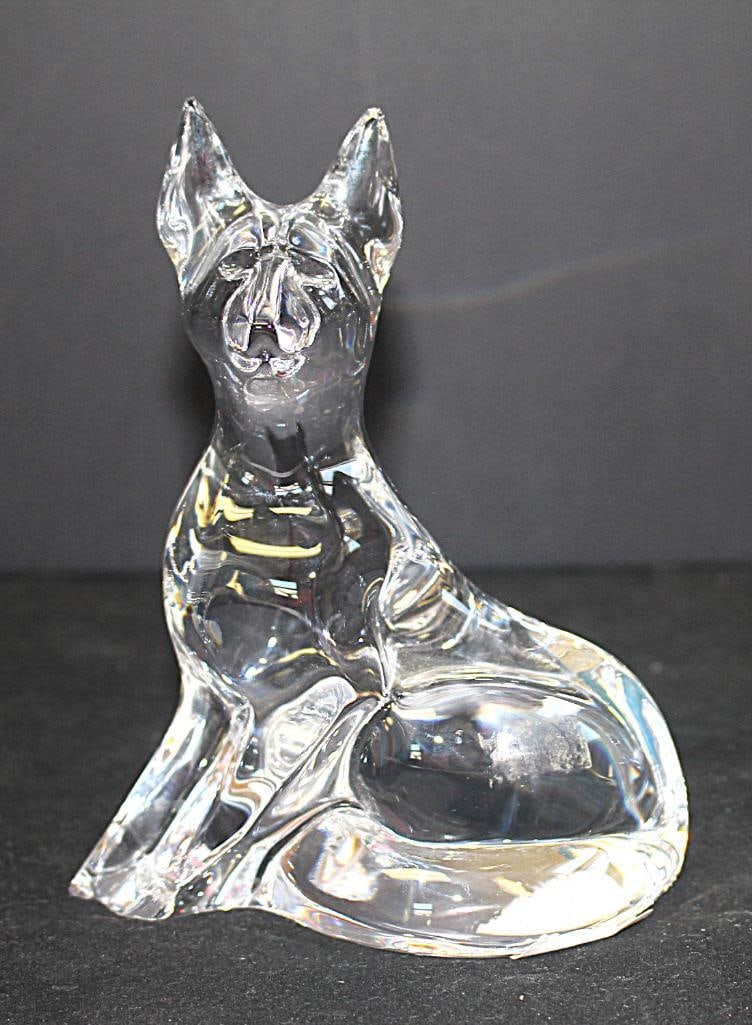 Daum German Shepherd glass dog figurine signed Daum (1 of 3)