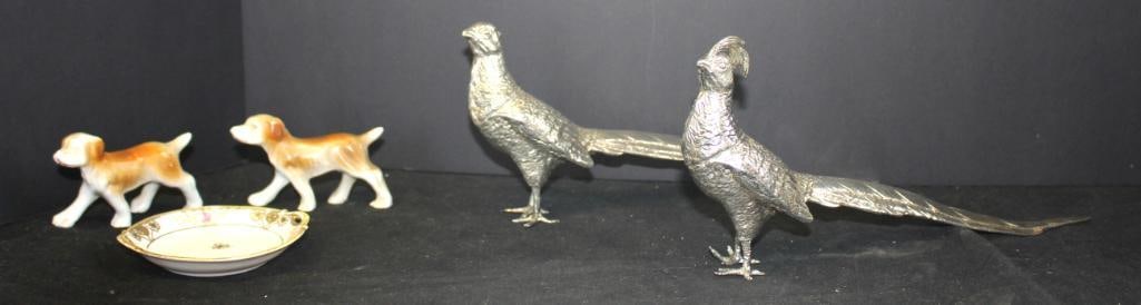 Florentine Pheasants lot of 2 and assorted ceramic figures (1 of 4)