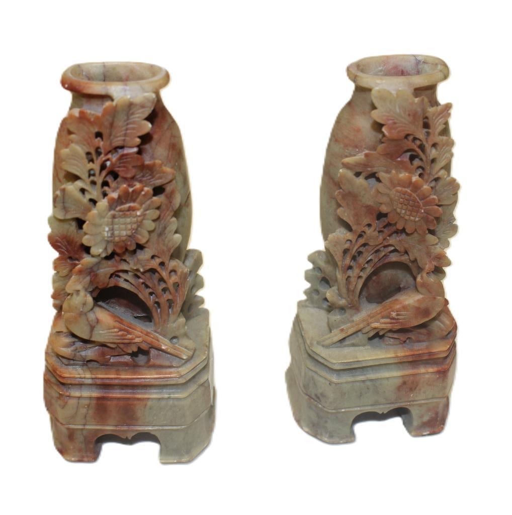 2 Chinese Soap Stone Carvings- 5" tall (1 of 2)