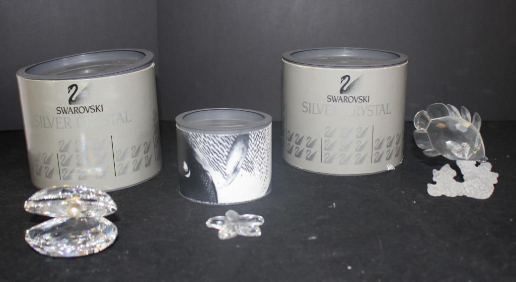 Lot of 3 Swarovski Sea Life figurines: Starfish, oyster with pearl, fish on coral IN BOXES