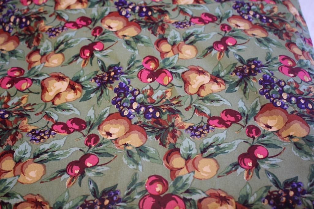 Longaberger fabric - rare - new: Longaberger Napa Orchid Fruit 56" wide approx.. 4 yards
