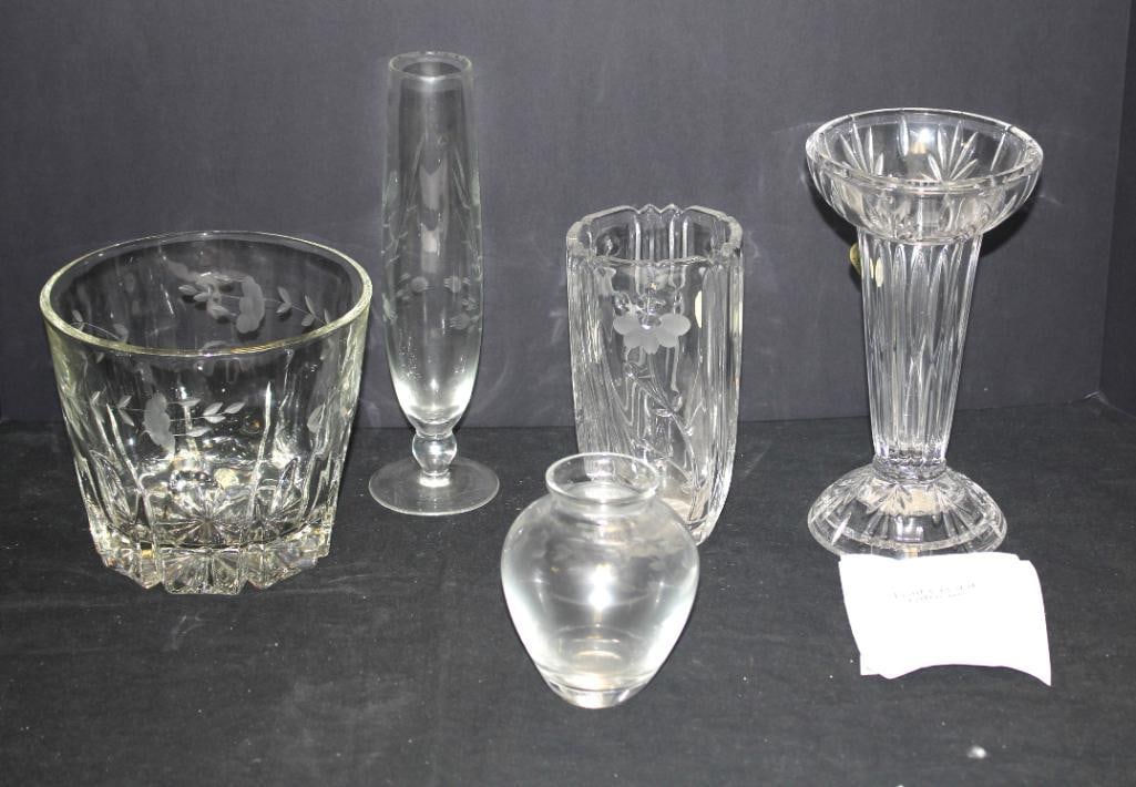 lot of 5 Princess House crystal vases (1 of 4)