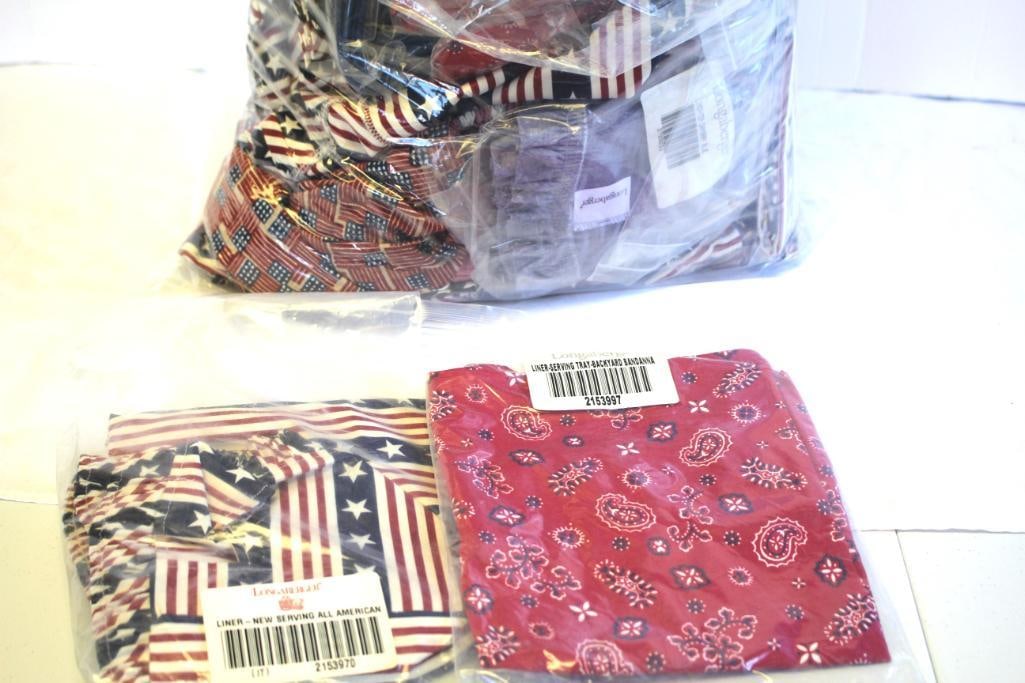 Lot of 37 NEW assorted Patriotic Longaberger fabric basket liners/garters (1 of 3)