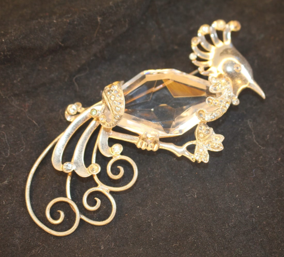 Vintage Sterling Silver  Peacock Brooch (1 of 2)