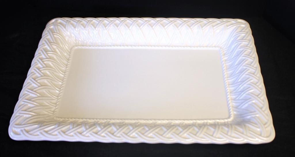 NEW in the box Large Tiffany & Co Exclusive white basket weave Serving Platter signed (1 of 5)