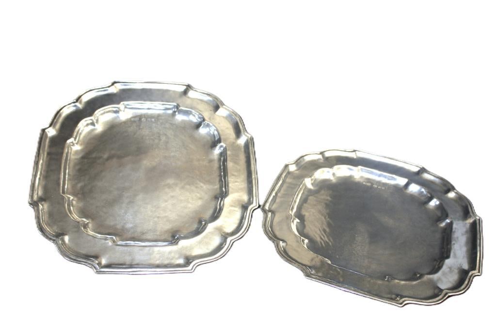 NEW Lot of 2  large square pewter charger platters IN BOXES (1 of 2)