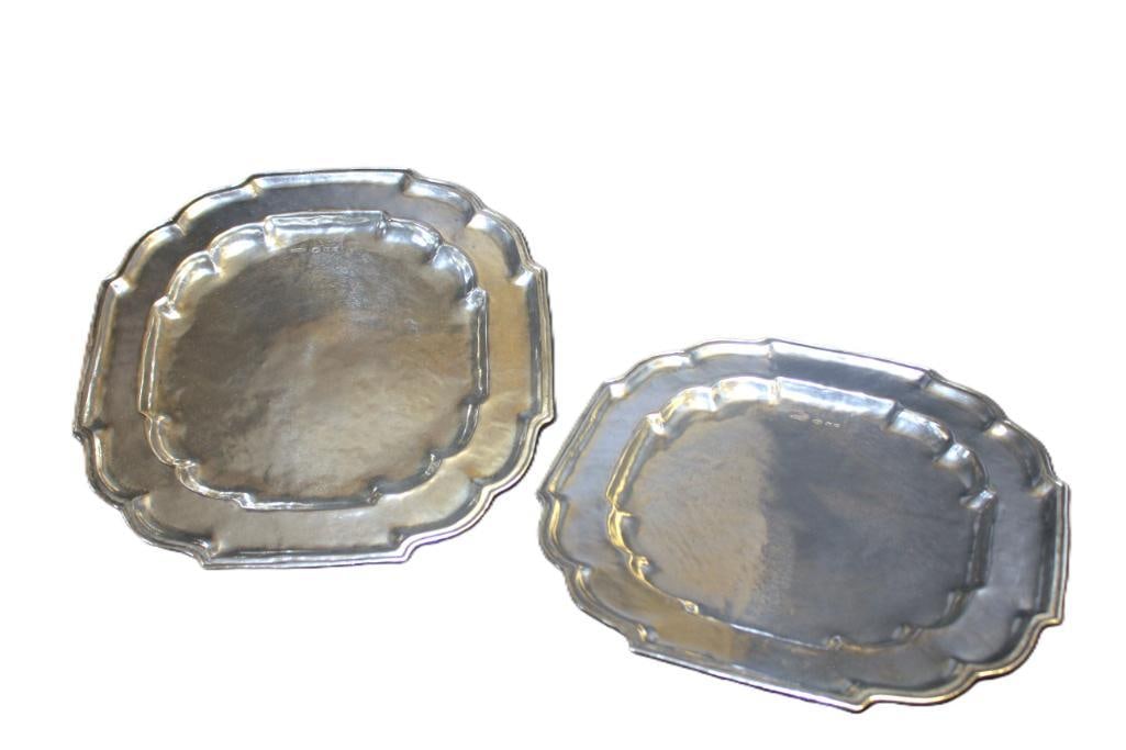 NEW Lot of 2  large square pewter charger platters IN BOXES (1 of 2)