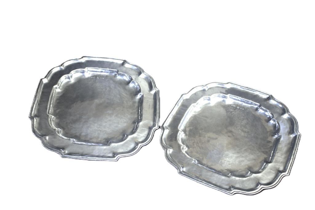 NEW Lot of 2  large square pewter charger platters IN BOXES (1 of 2)