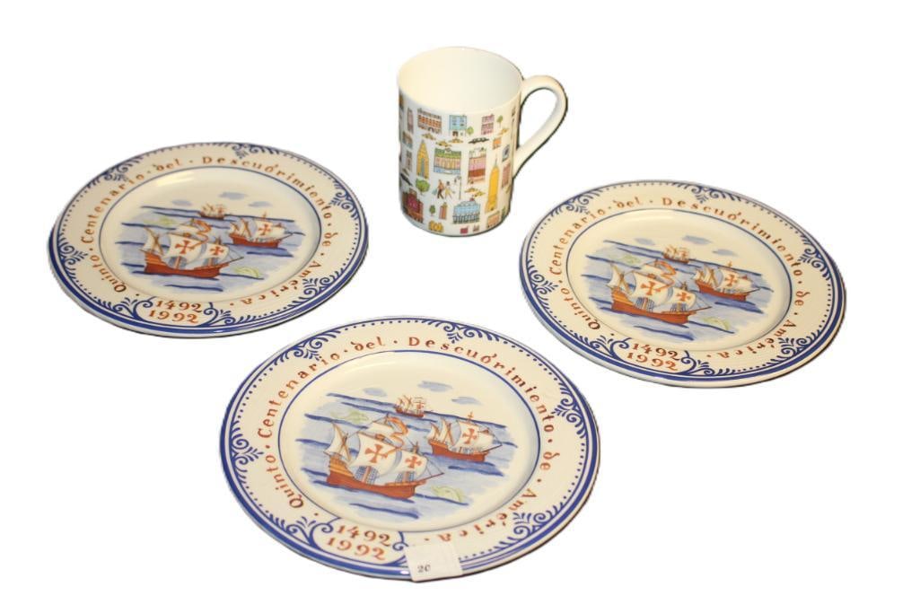 Tiffany & Co mug and Centennial plates lot of 4  signed (1 of 4)