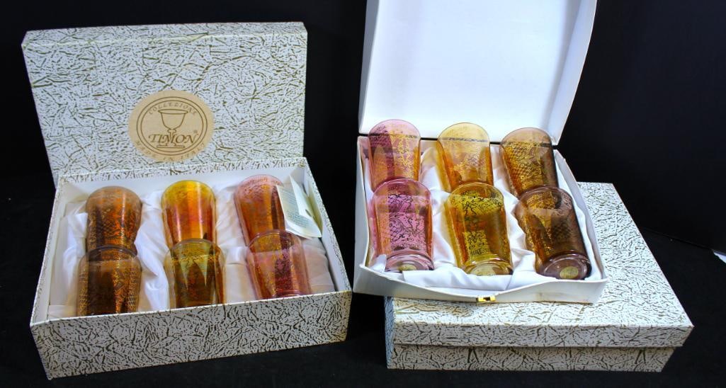 NEW Timon collection Lot of 3 boxes of 6 colored glassware Made in Italy (1 of 5)