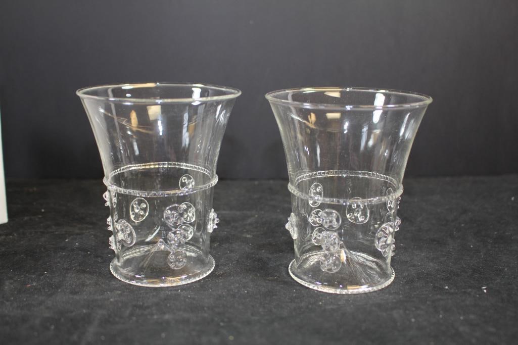 New lot of 6 boxes of 2 Abigalis Tumbler La Boheme Raspberries Glass Tumblers: lot of 6 boxes containing 2 glass tumblers 4 1/2" high. Tumbler La Boheme Raspberries