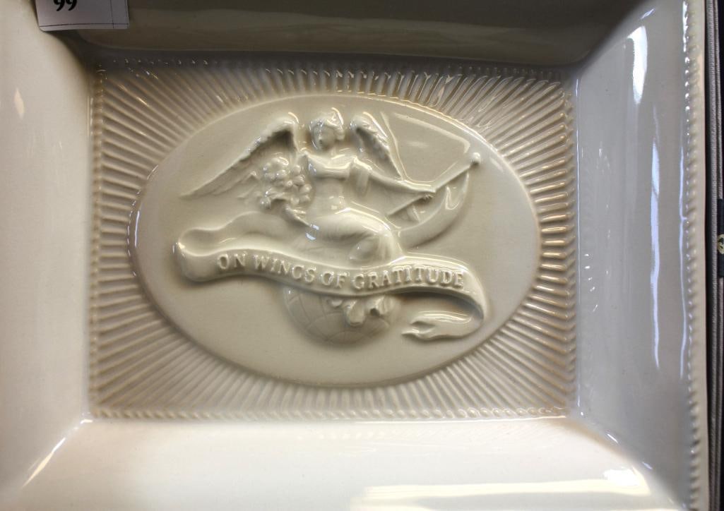 NEW Lot of 2 Juliska Cornerstones Collection ivory "gratitude" small tray. Made in Portugal: 8 1/2 x 6 1/2 ivory Cornerstones Collection "gratitude" trays, set of 2, made in Portugal.