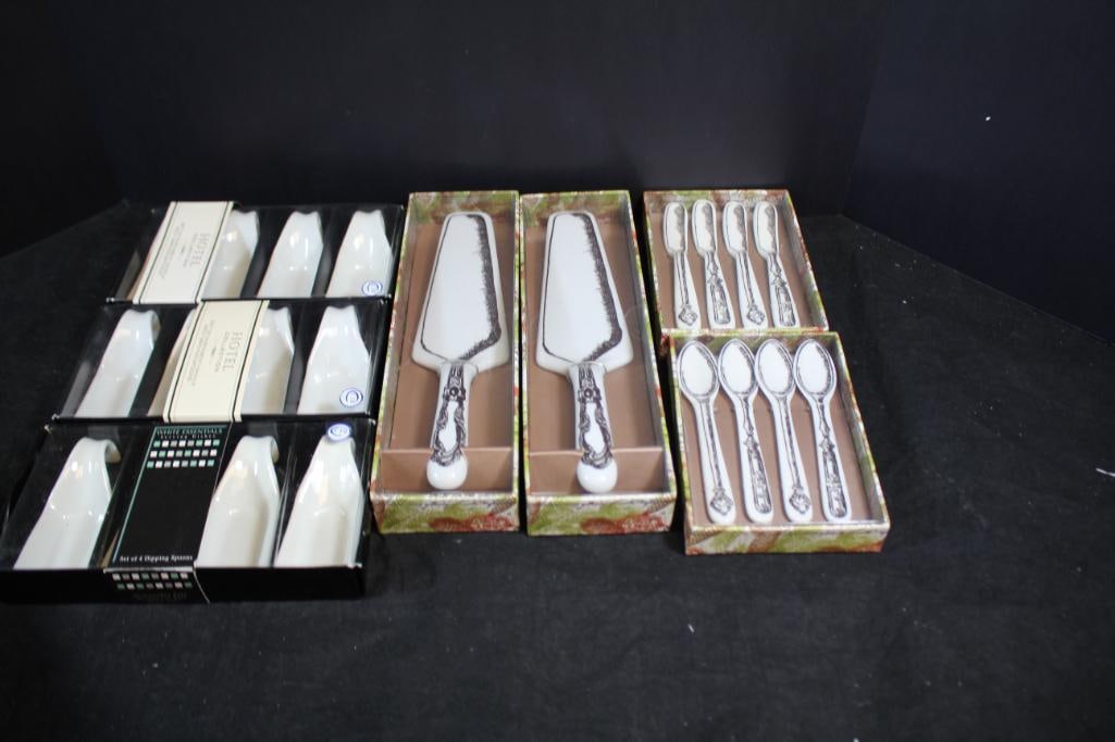 NEW in box Wild Eye Cake Server (2), Wild Eye Set of 4 Spreader Set, Wild Eye Set of 4 Spoon Set, (1 of 8)