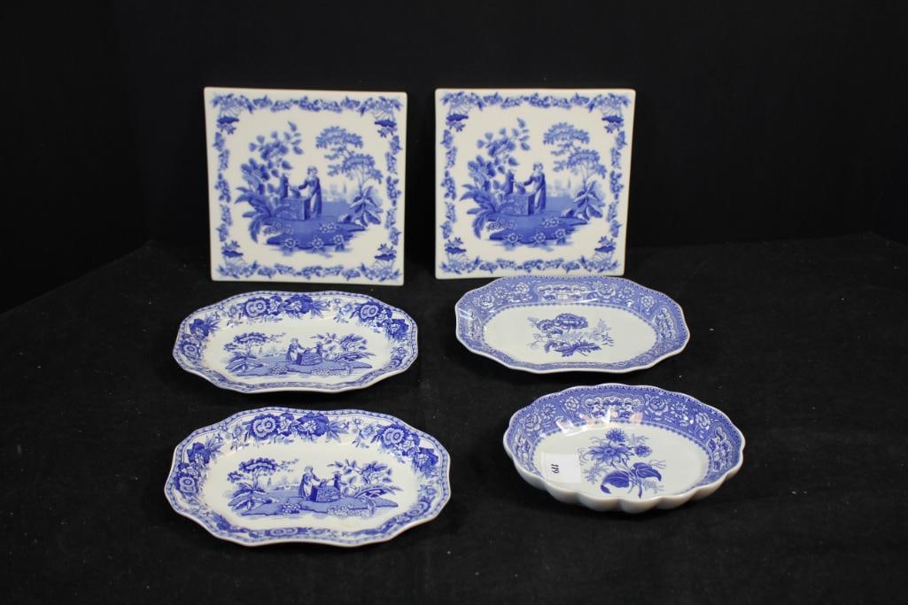 Spode Blue Room Collection Girl at the Well  Floral Georgian Lot of bowls dishes + (1 of 6)