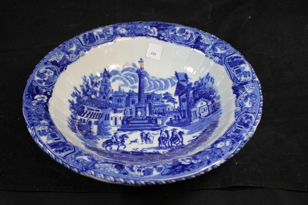 NEW Large Blue and White blue transferware design large heavy ceramic serving bowl (1 of 4)