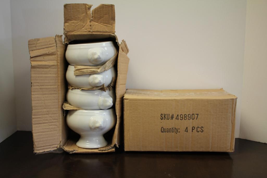 NEW Set of 8 Small Soup Bowl with Lion Head Handles (1 of 3)