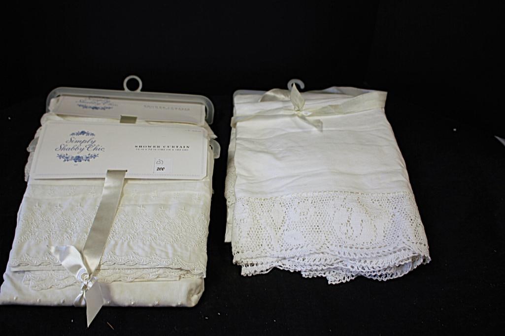 NEW Simply Shabby Chic lot of 3 white shower curtains (1 of 4)