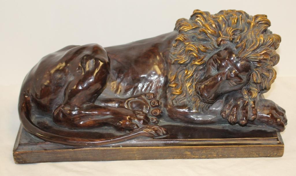NEW Brown/gold wood lion statue LARGE (1 of 3)