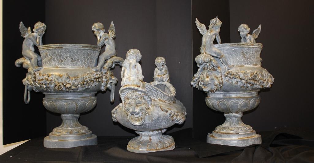 NEW Lot of 3 Large Cherub Planters (1 of 10)