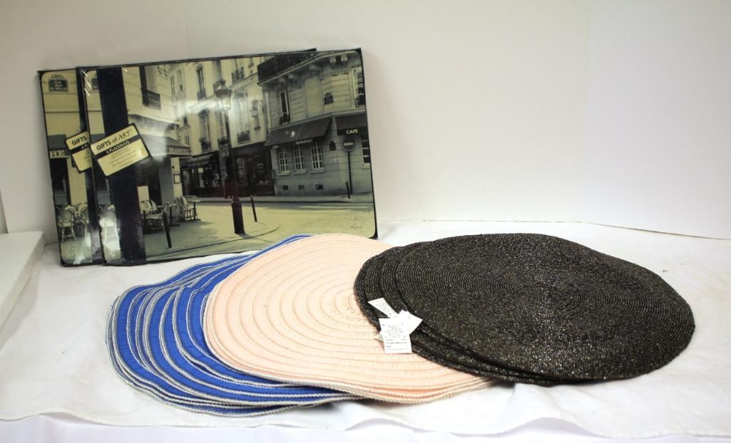 NEW  lot of 24 assorted fabric & cork backed placemats (1 of 7)