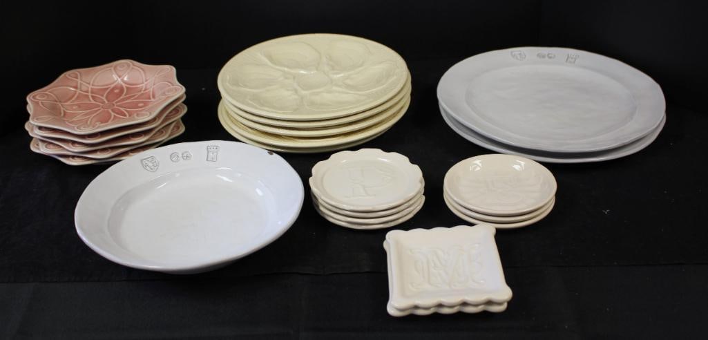NEW lot of 21 assorted plates & bowls ARTE ITALICA  Made in Italy  pink cabbage, embossed (1 of 13)