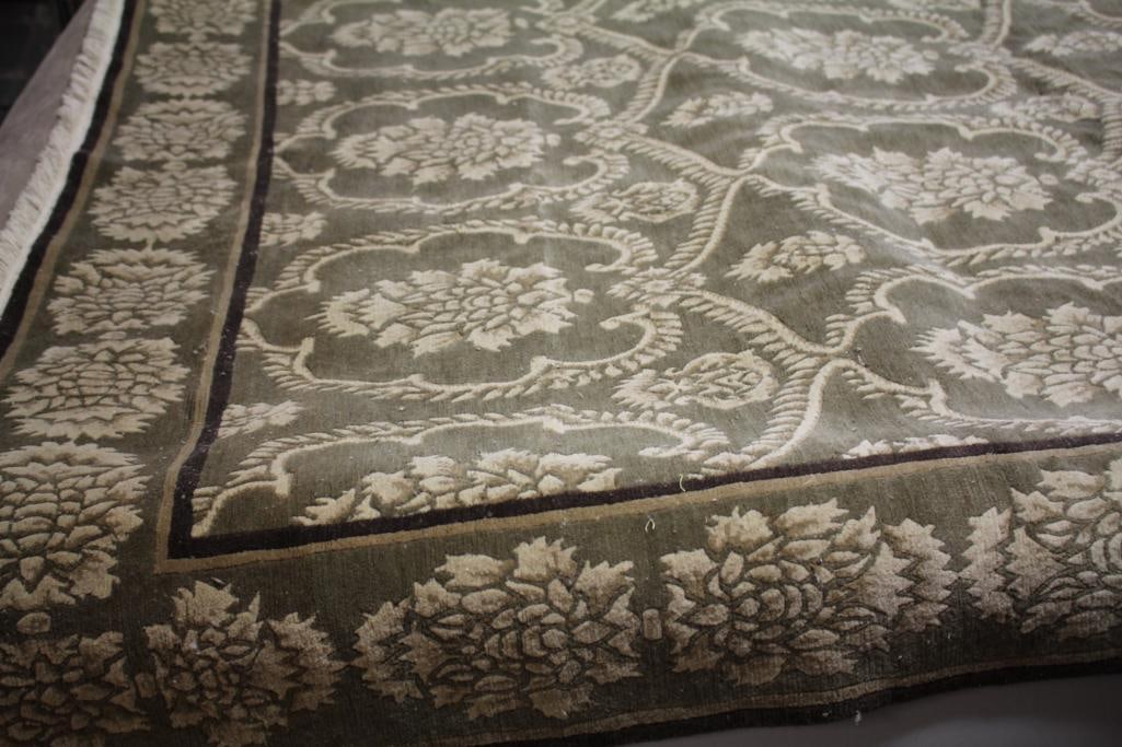 Wool Area Rug Neutral tones, green, beige brown approx. 5' x 8' (1 of 4)