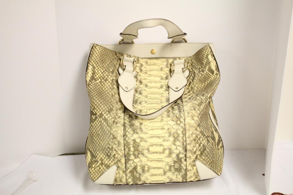 AUTHENTIC DESIGNER GUCCI ITALY Genuine Python Snakeskin Handbag Purse Tote RETAIL $2,650 (1 of 16)