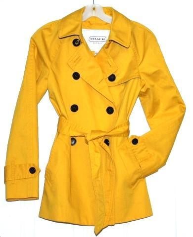 NEW Coach women's ladies Yellow Lined Jacket: Yellow cotton women's belted jacket, size extra small, approx. 27" shoulder to hem