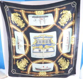 Vintage Hermes Paris RARE LARGE Silk Scarf 35" Nautical Theme