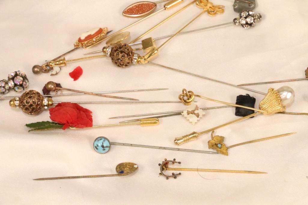 Large lot of 23 Vintage & Antique Stick pins and Hat pins (1 of 6)