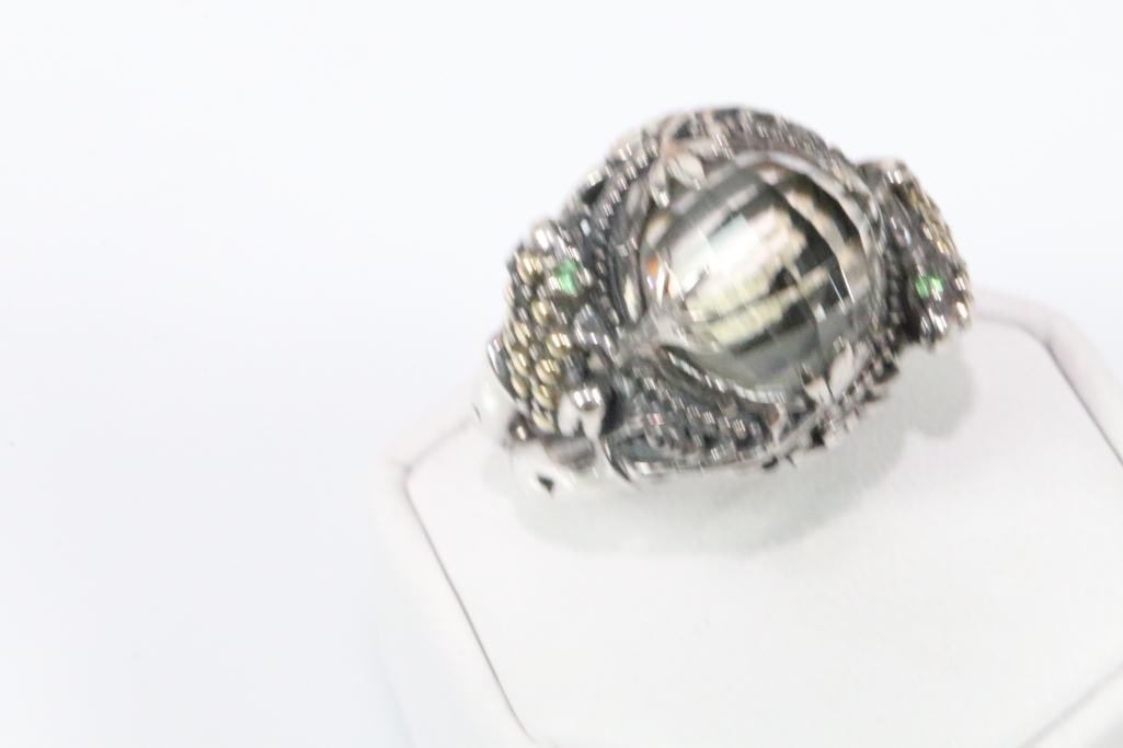 Designer Robert Manse 18kt Sterling Chrasiolite Frog Ring (1 of 9)