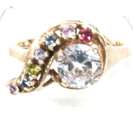 10kt Gold topaz, Mult gemstone ring 3.7 grams. (1 of 8)