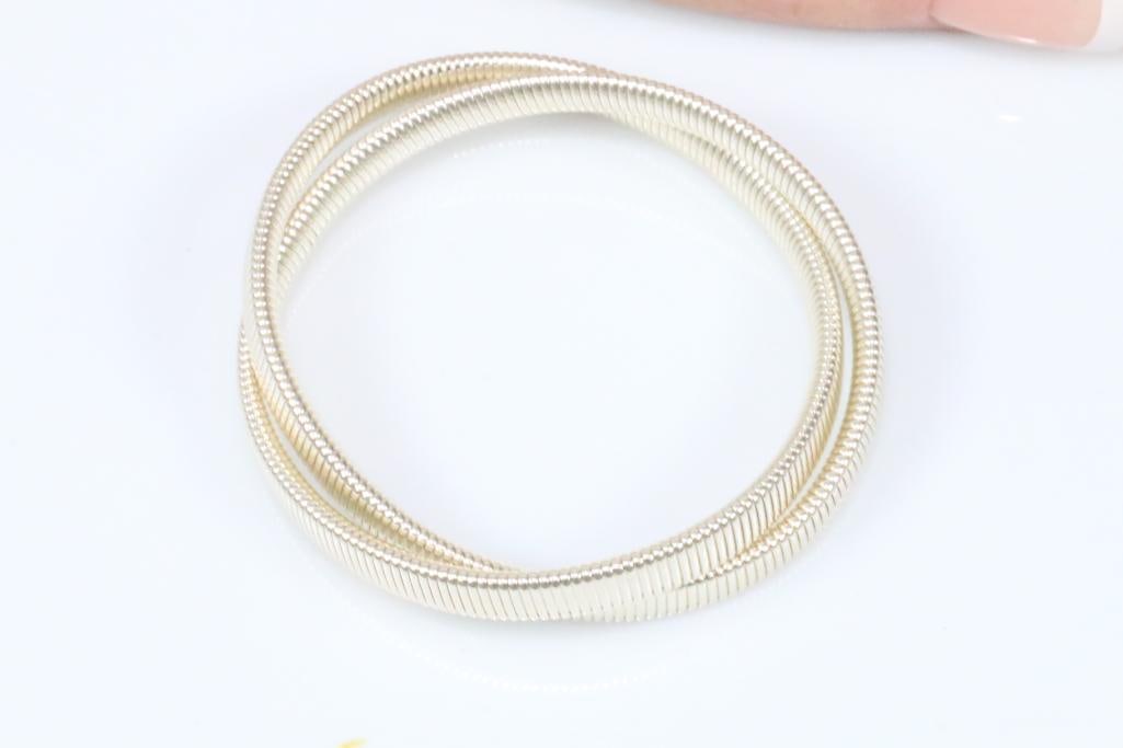 NEW Designer Initial S Sterling silver Double snake coil wrap bracelet (1 of 4)