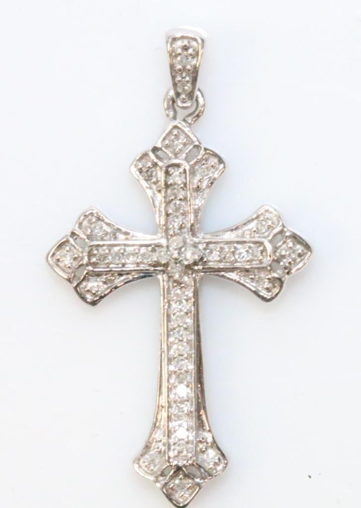 NEW Designer JWBR 42 Diamond Sterling Silver Cross Pendant (1 of 4)