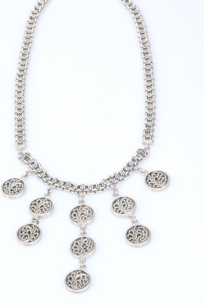 Designer Lois Hill Sterling silver Chandelier filigree necklace 60.2 grams. (1 of 9)