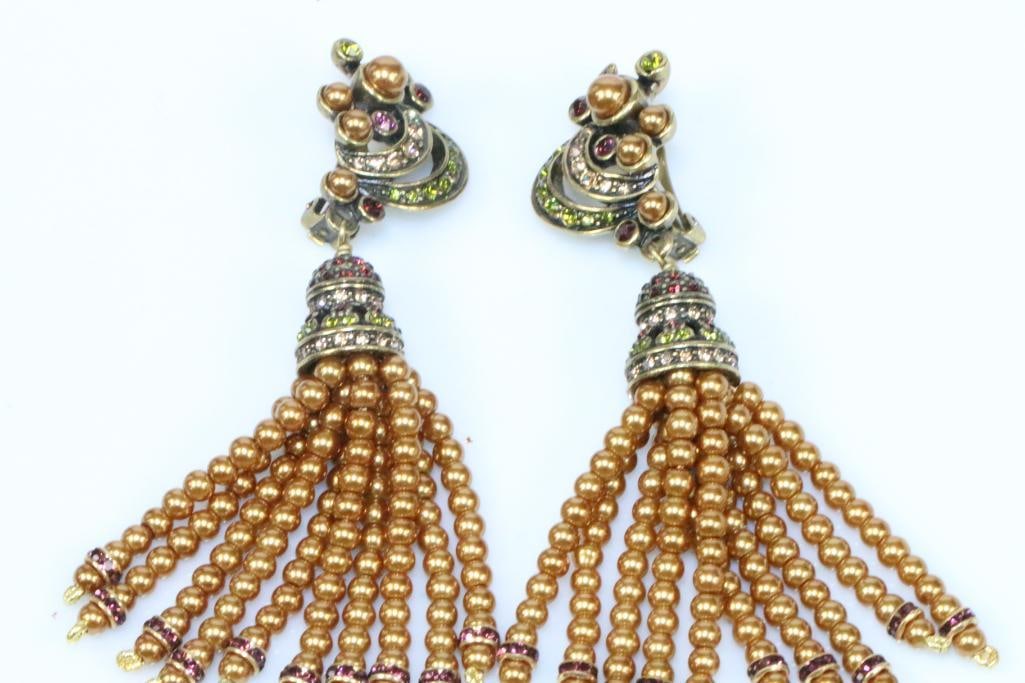 NEW Designer Heidi Daus  Long Pearl and multi strand gemstone earrings (1 of 8)