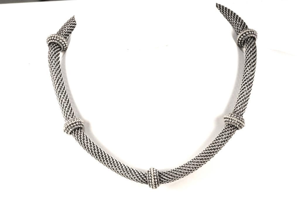 Designer Stephen Dweck Sterling Silver 76.4 gram Toggle 2 tone station necklace (1 of 8)