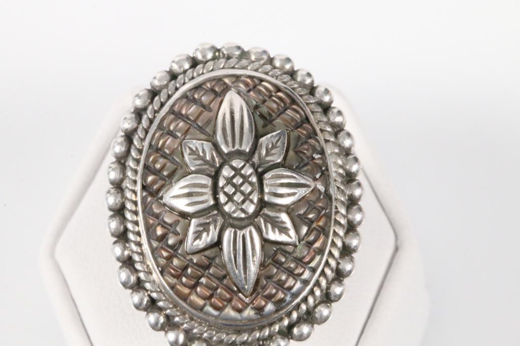 Designer Stephen Dweck Sterling Silver Abalone carved Statement Ring (1 of 6)