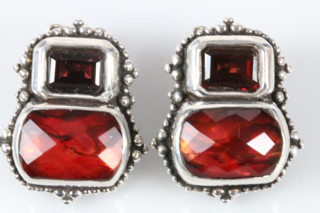 Designer Stephen Dweck Sterling Silver Garnet Pink Abalone Earrings (1 of 6)