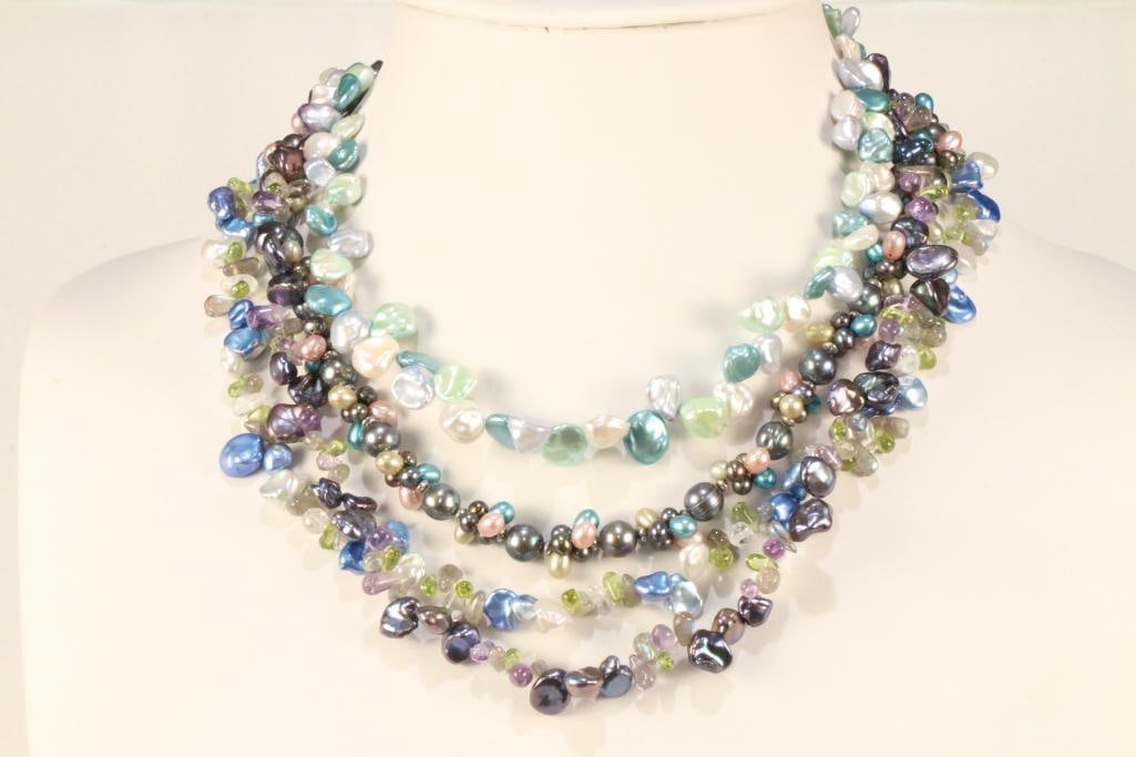 NEW HONORA Sterling Silver cultured Pearl Necklace Lot of 4 (1 of 5)