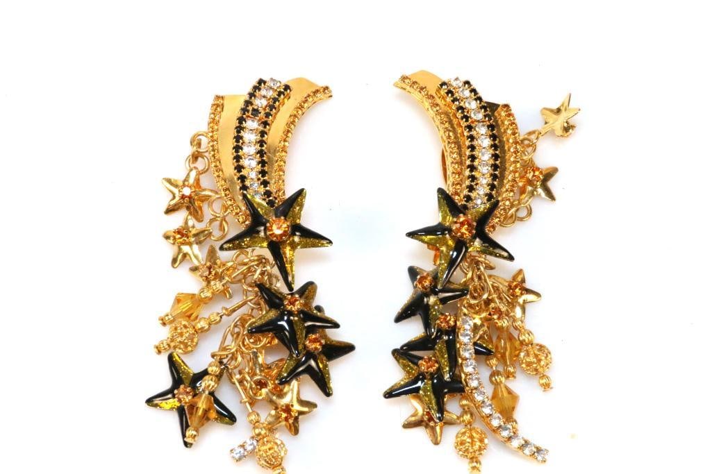 LUNCH AT THE RITZ 24 Kt gold plated Shooting Stars  clip earrings (1 of 5)