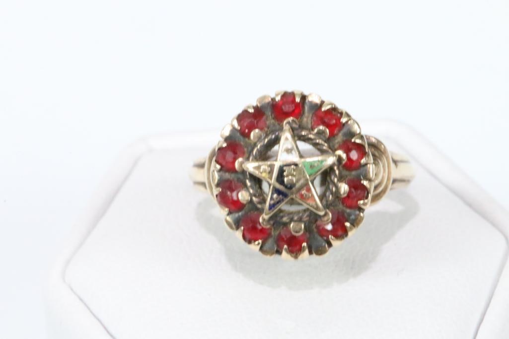10kt Gold antique Eastern Star 0.3 carats garnet ring  2.1 grams. (1 of 8)
