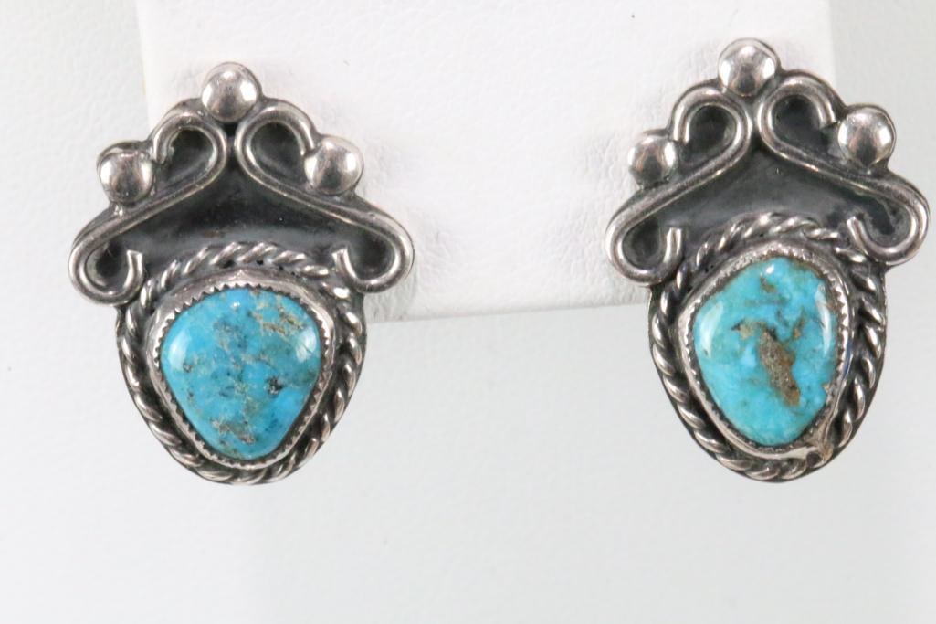 Vintage R G  Signed Silver Squash blossom Native American Necklace Ring & Earrings 167.6 grams. (1 of 13)