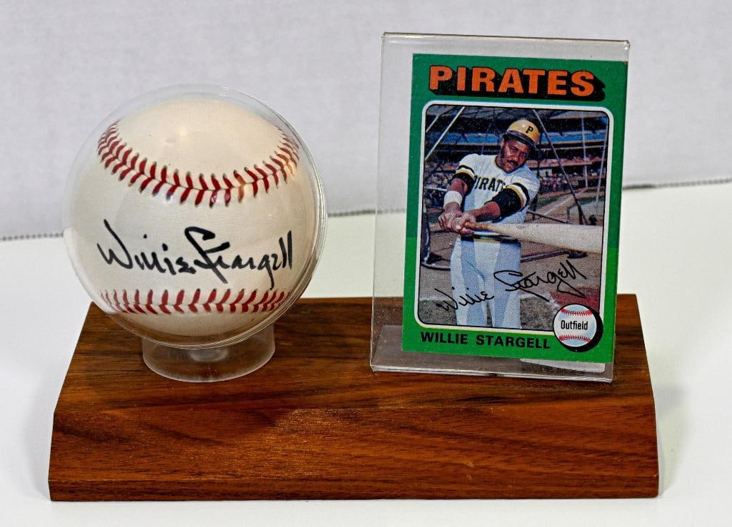 Willie Stargell Pittsburg Pirates Autographed Baseball on Stand with Card - Black Ink - Hall of Fame (1 of 6)