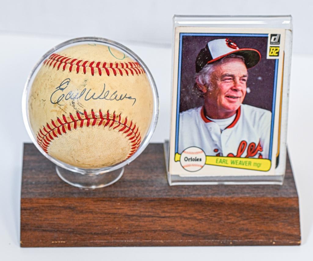 Earl Weaver Baltimore Orioles Autographed Baseball on Stand with Card - Blue Ink - Hall of Fame (1 of 7)
